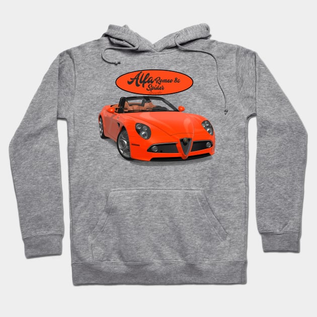 ALFA ROMEO 8C SPIDER Orange Hoodie by PjesusArt